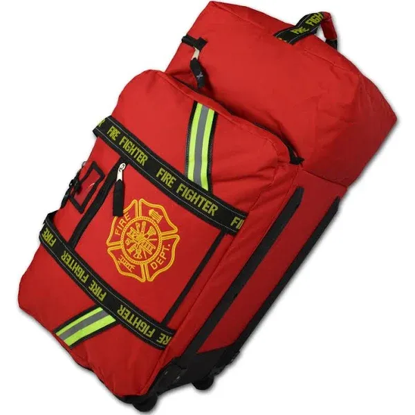 Lightning X Fireman's Value Edition XL Firefighter Step-In Turnout Gear Bag w/Wheels, Helmet Pocket & Maltese Cross for First Responder