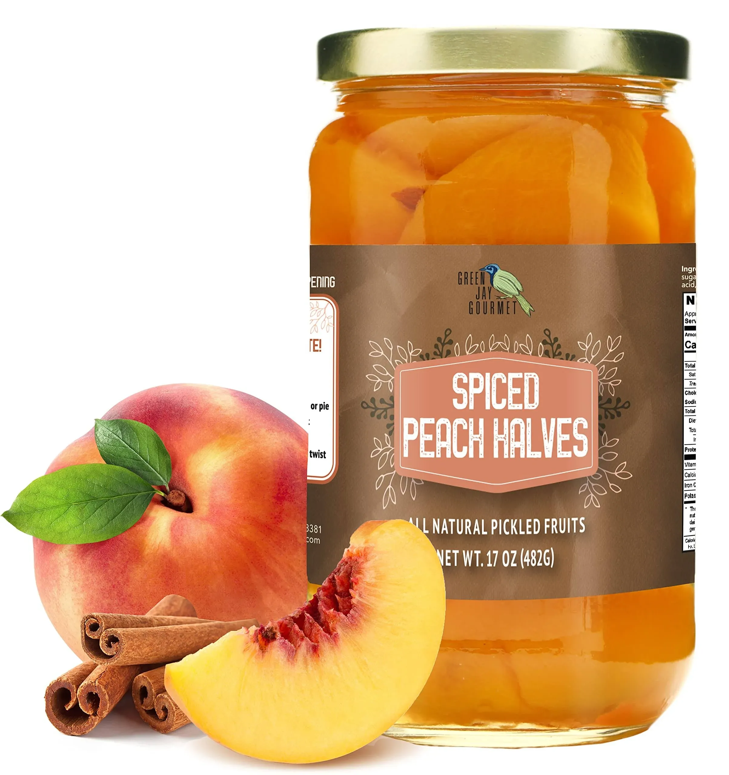 Green Jay Gourmet Spiced Peaches in a Pint Jar