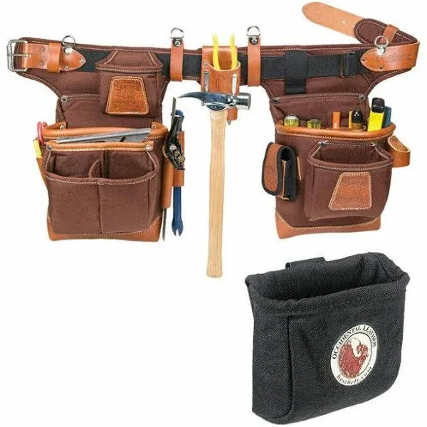 Occidental Leather 9855 Adjust-to-Fit Fat Lip Tool Belt Set Café Bundle w/ 9501 Clip-On Pouch (2 Pieces)