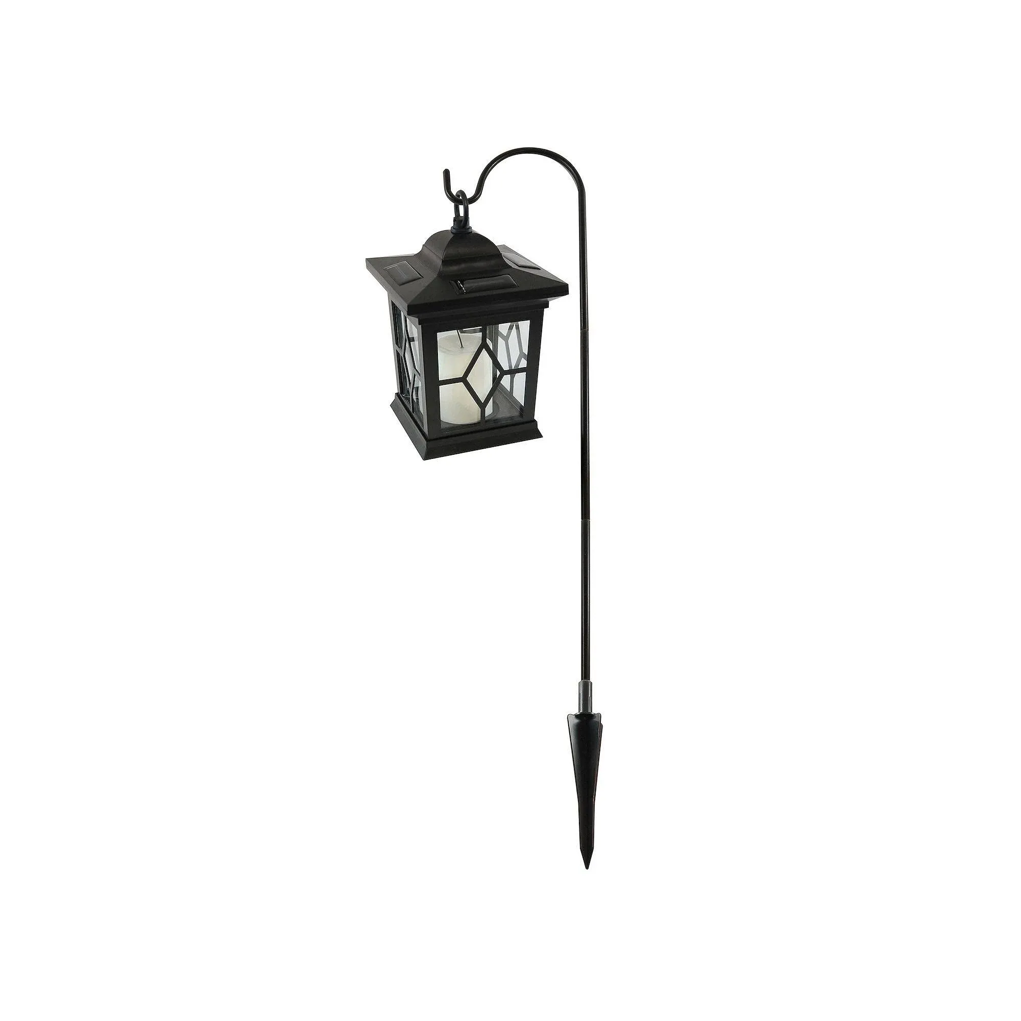 LumaBase Black Solar Lantern with Shepherd's Hook