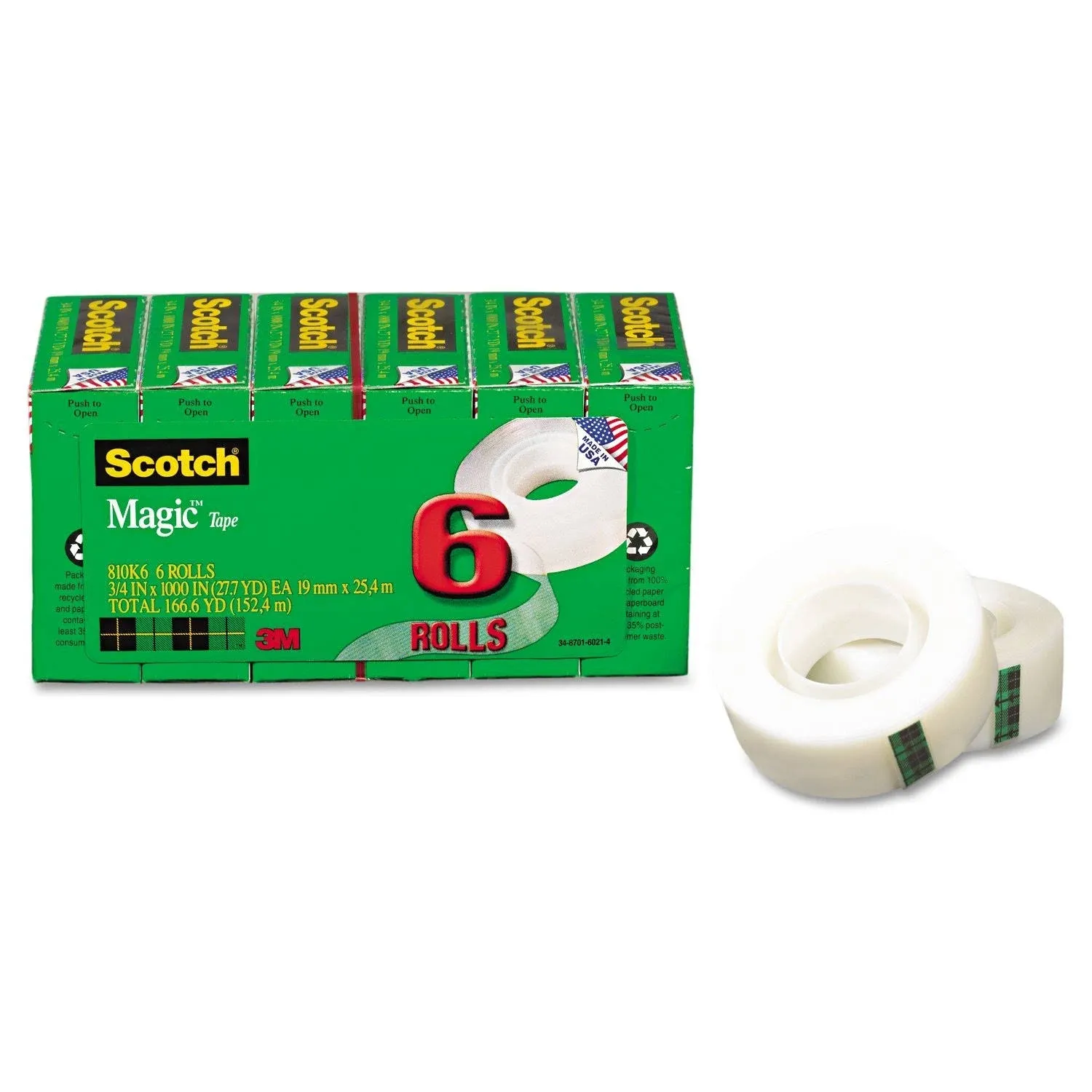 Scotch Magic Tape Refill 3/4 inch x 1000 inch 6/Pack