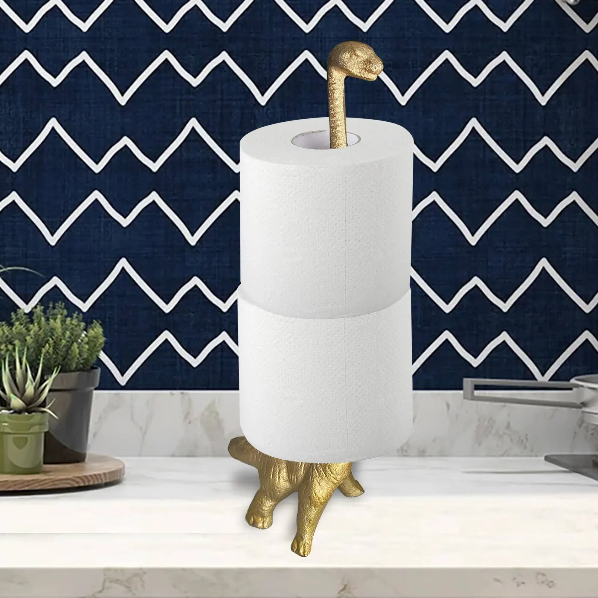 Wall Charmers Gold Dinosaur Paper Towel Holder