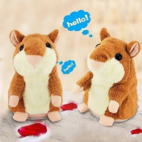 Talking Hamster Plush Kids Stuffed Toy Repeats What You Say, Talking Record Plush Interactive Toys for Valentine's Day, Birthday, Christmas, Kids