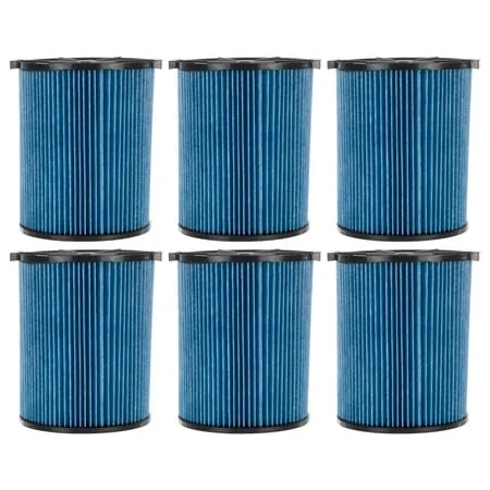 6 Pack 3-Layer Fine Dust Cartridge Filter Replacement Part 72952 Compatible with RIDGID VF5000 5-20 Gallon Wet & Dry Vacuums Washable & Reusable