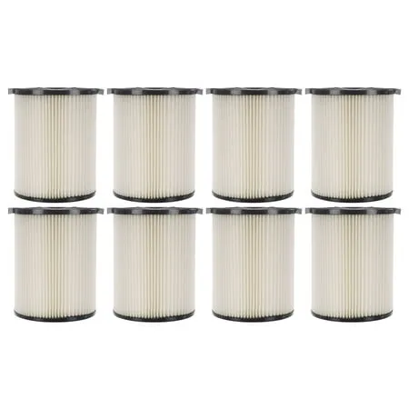 8 Pack 1-Layer Cartridge Filter Replacement Parts # 72947 Compatible with RIDGID VF4000 5-20 Gal & 6-9 Gal Husky Wet Dry Vacuums Washable & Reusable