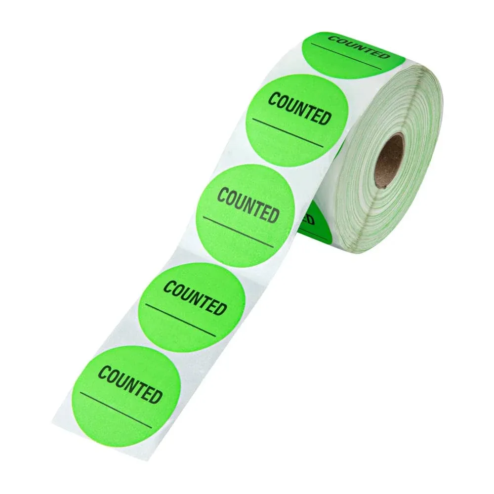 Restaurantware Label Tek 2 x 2 Inch Packaging Stickers 1000 Premium Shipping Labels - Counted Sustainable Green Paper Inventory Stickers High-Visibility with Strong Adhesives