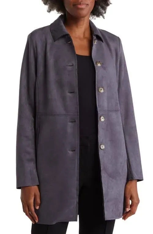 Faux Suede Car Coat