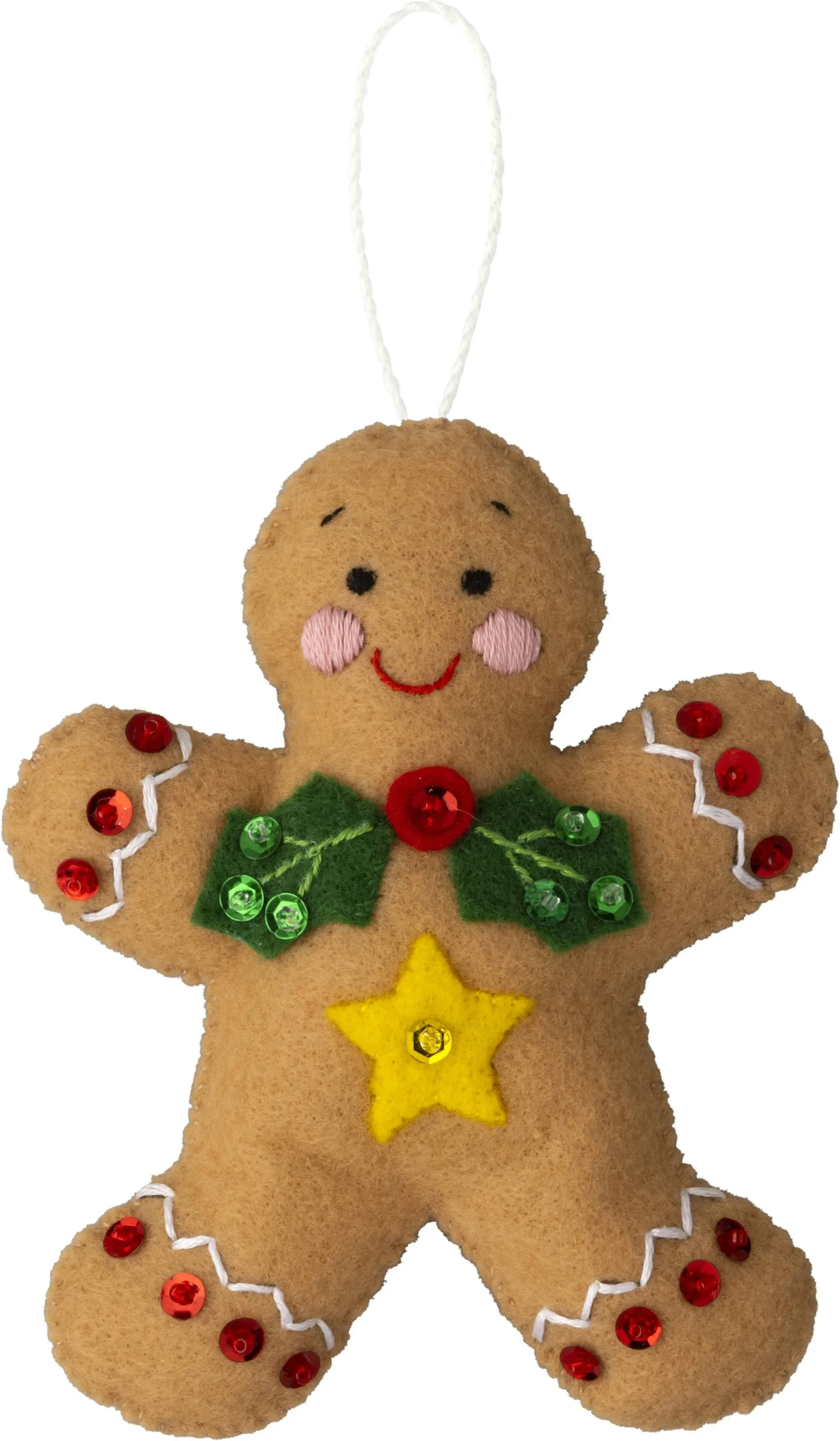 Bucilla, Dressed Up Gingerbread, Felt Applique 6 Piece Ornament Making Kit, Perfect for DIY Arts and Crafts, 89644E