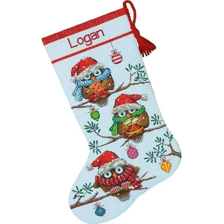 Dimensions Counted Cross Stitch Kit 16" Long-Holiday Hooties Stocking