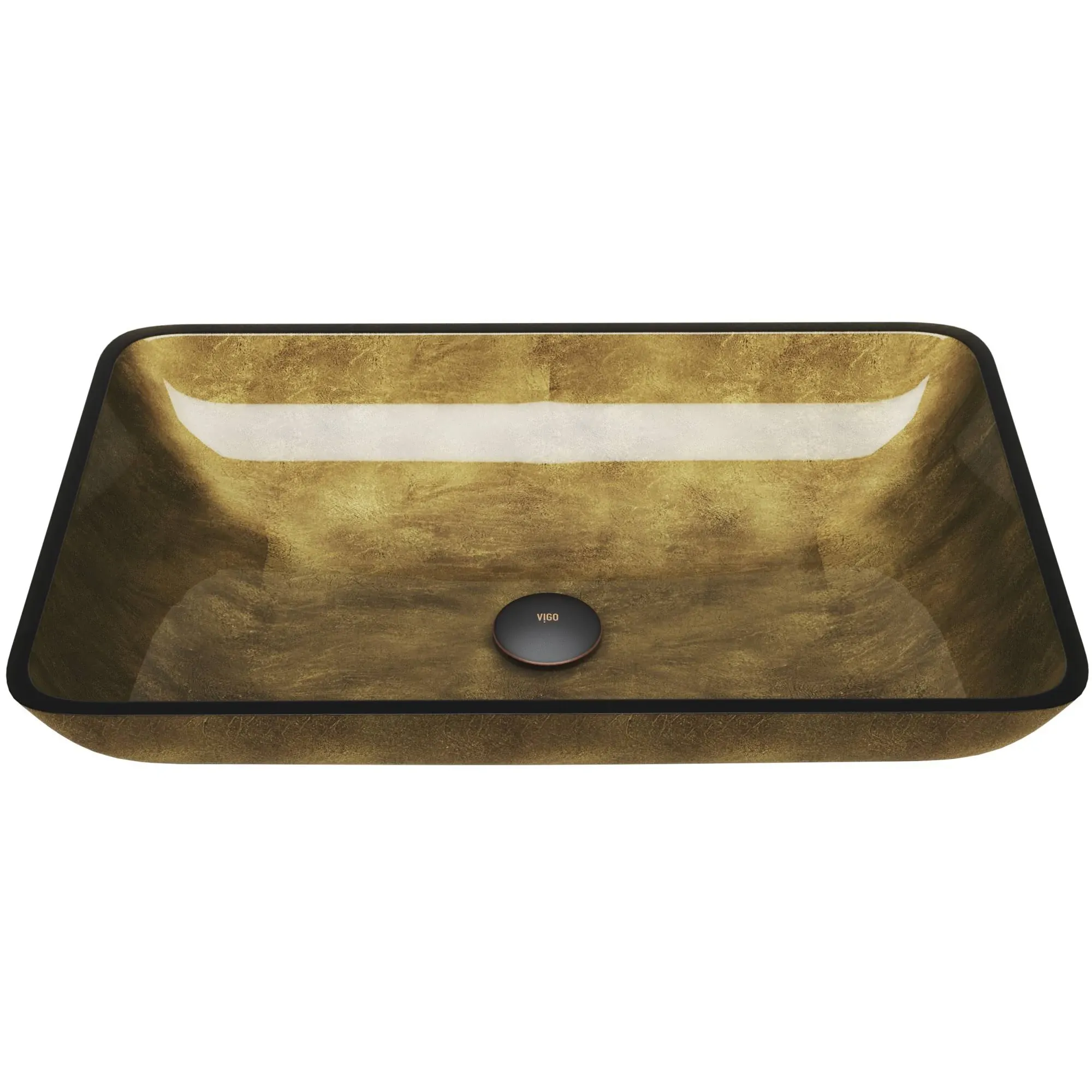 VIGO Rectangular Copper Glass Vessel Bathroom Sink