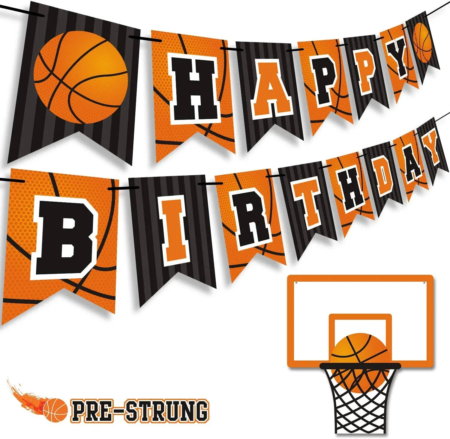 Levfla Basketball Happy Birthday Banner Slam Dunk Party Decoration Supplies Kids ...