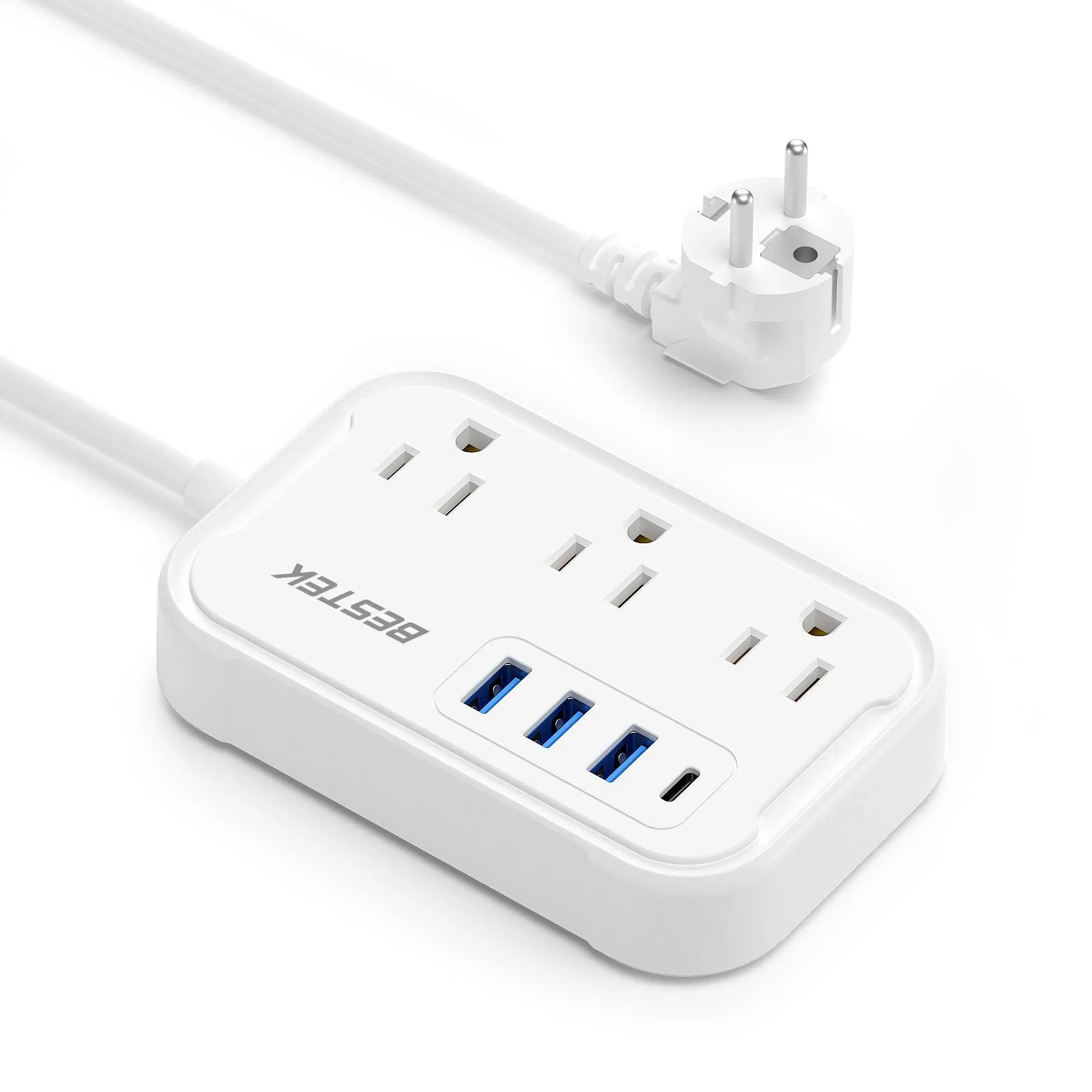 European Travel Plug Adapter - US to Europe Plug Adapter with 3 AC Outlets and 4 ...