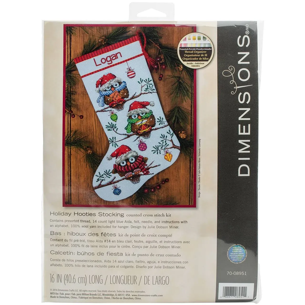 Dimensions Holiday Hooties Stocking Counted Cross Stitch Kit