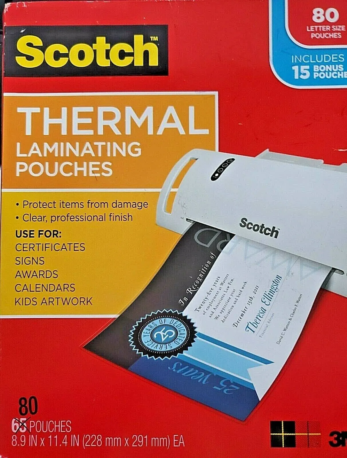 Scotch Thermal Laminating Pouches 9" x 11" Clear