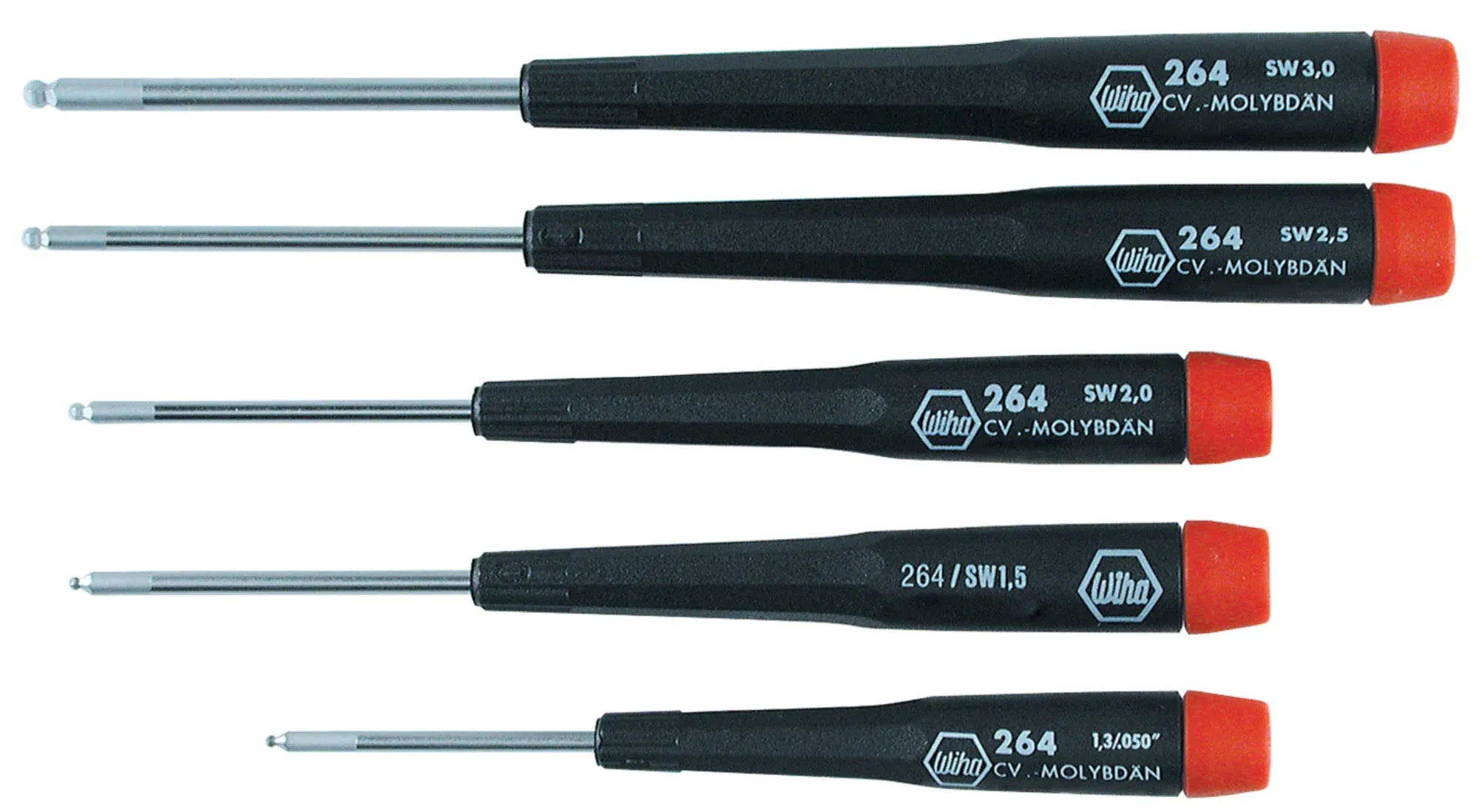 Wiha 26491 - 5 Piece Precision Ball End Hex Screwdriver Set - Metric