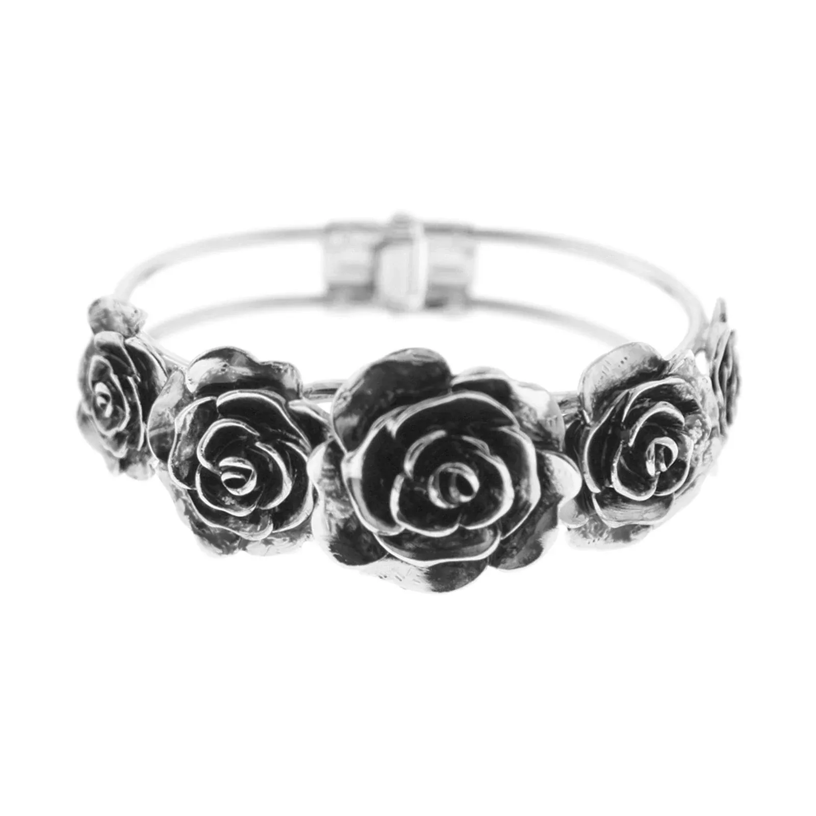 Antiqued Enamel Flower Cuff Bracelet