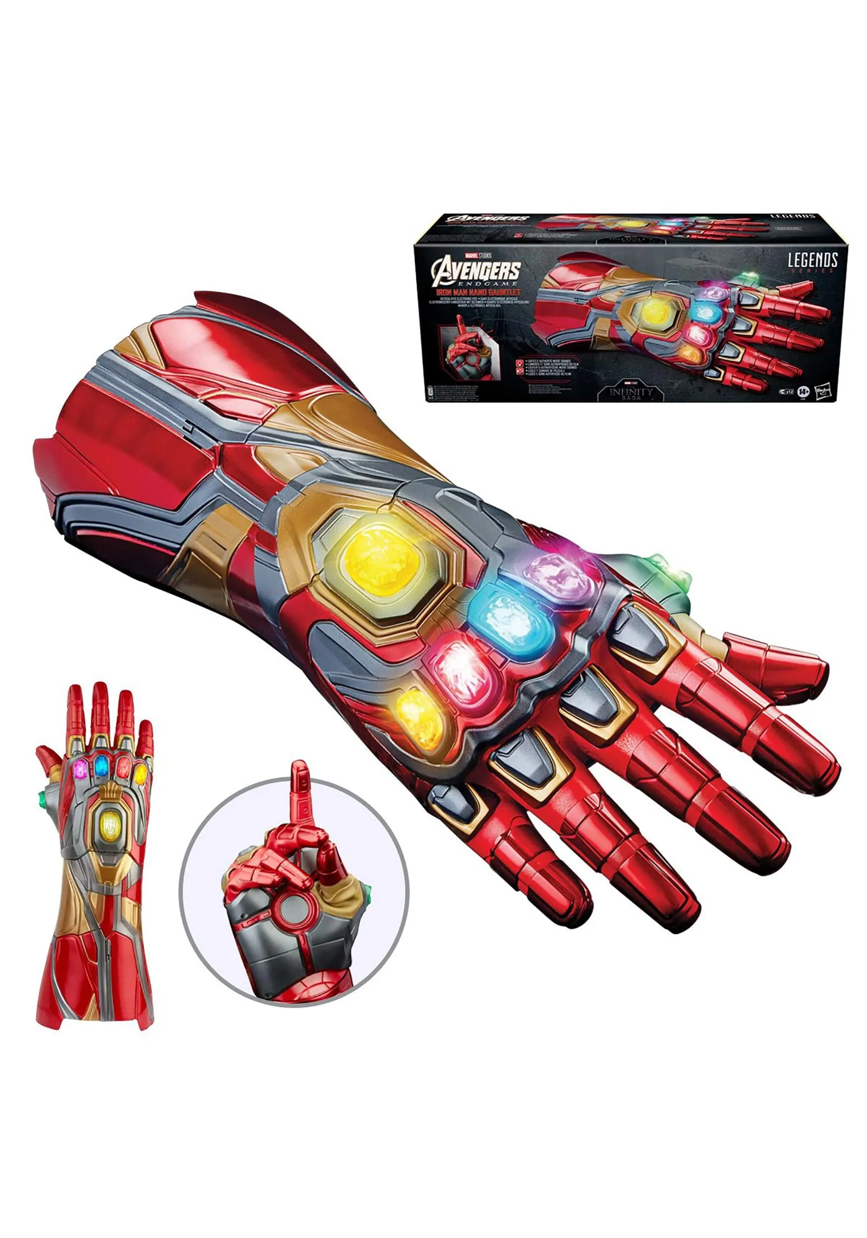 Avengers Marvel Legends Series Iron Man Nano Gauntlet Articulated Electronic Fist with Lights , Authentic Movie Sounds and Removable Infinity Stones