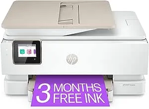 HP - ENVY Inspire 7955e Wireless All-In-One Inkjet Photo Printer with 3 months of Instant Ink included with HP+ - White & Sandstone