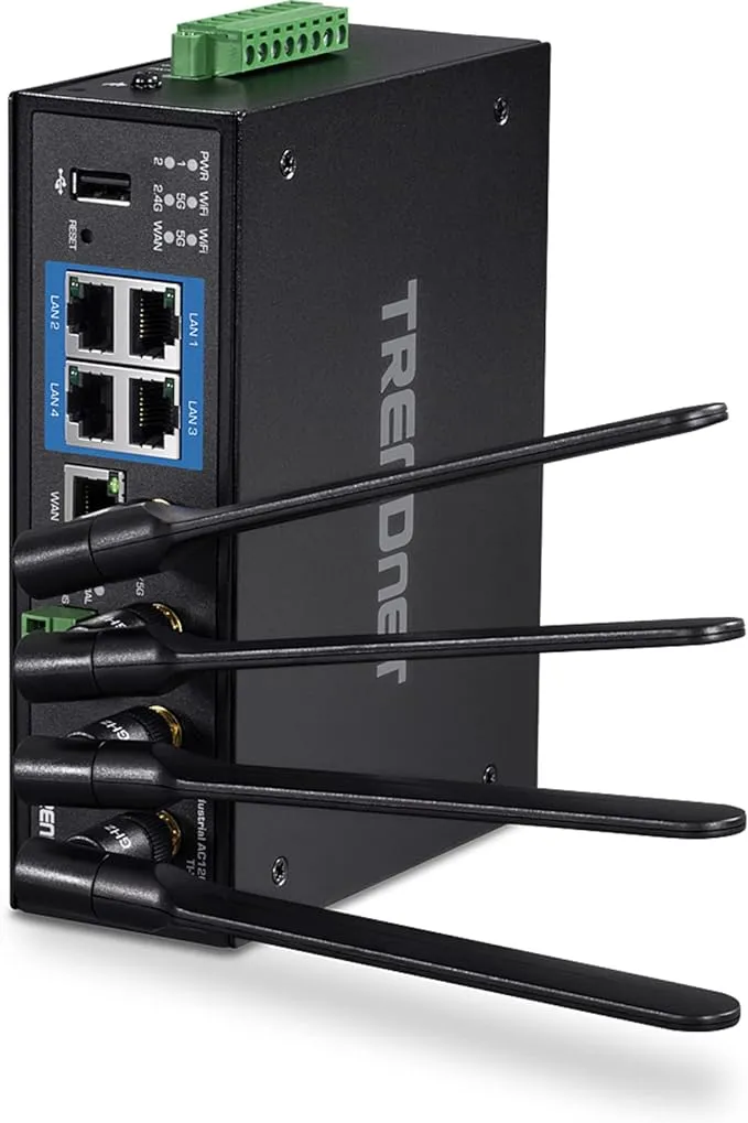 TRENDnet Industrial AC1200 Wireless Dual Band Gigabit Router, Black, TI-W100