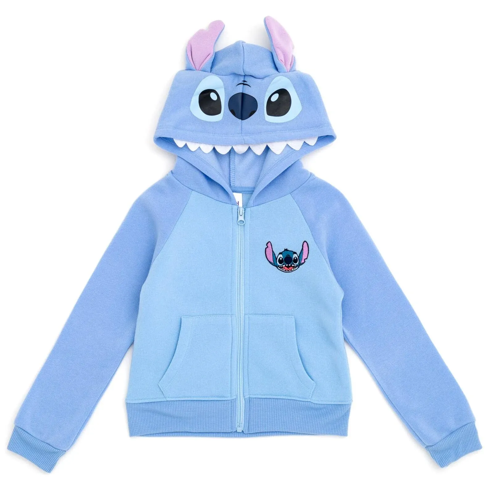 Disney Lilo & Stitch Big Girls French Terry Zip Up Cosplay Hoodie Blue 14-16