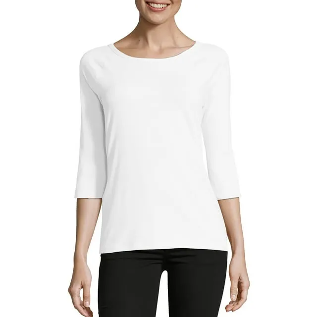 Hanes Women&#039;s Raglan Sleeve Tee, Women’s Stretch Cotton Tee, Women’s Crewneck Te