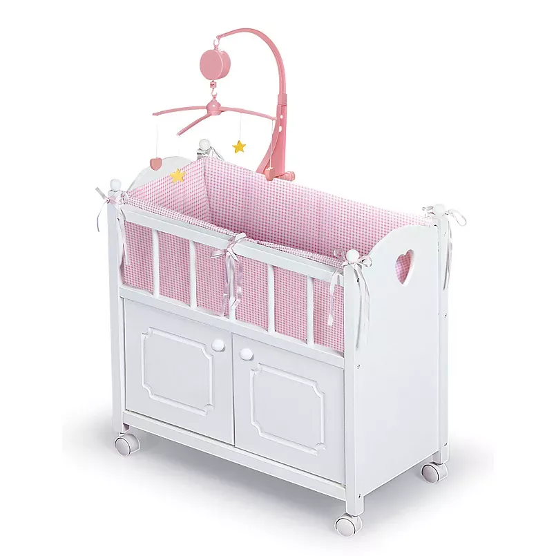 Badger Basket Doll Crib with Cabinet and Bedding