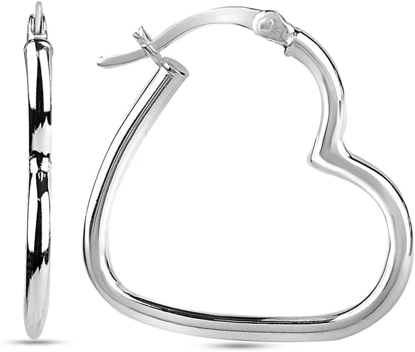 LeCalla 925 Sterling Silver Heart Hoop Earrings for Women | Love Theme Heart Shaped Hoop Earring | Women's Italian Love Heart Earrings Hoops