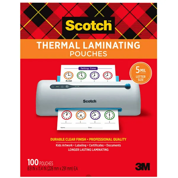 Scotch Thermal Laminating Pouches 5 Mil 100 Pack