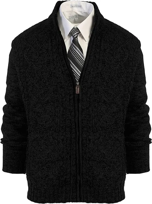 Gioberti Mens Cardigan Twisted Knit Full-Zipper Sweater