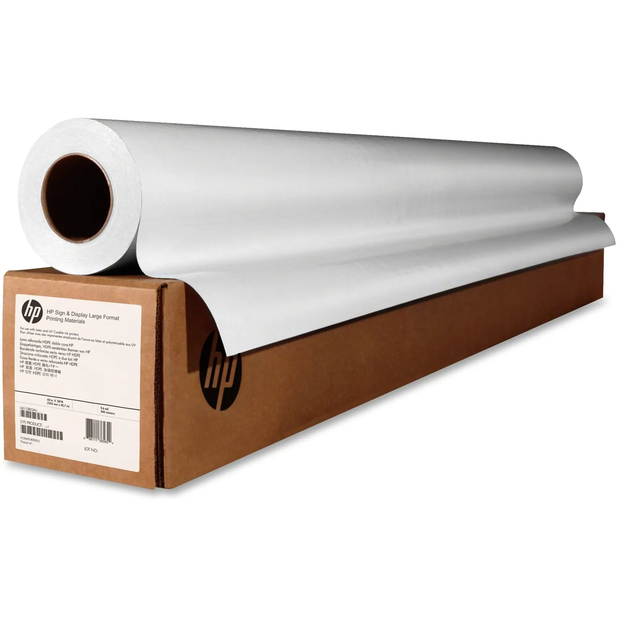 HP Designjet Large Format Paper For Inkjet Prints, 7 Mil, 36" X 100 Ft, Gloss White