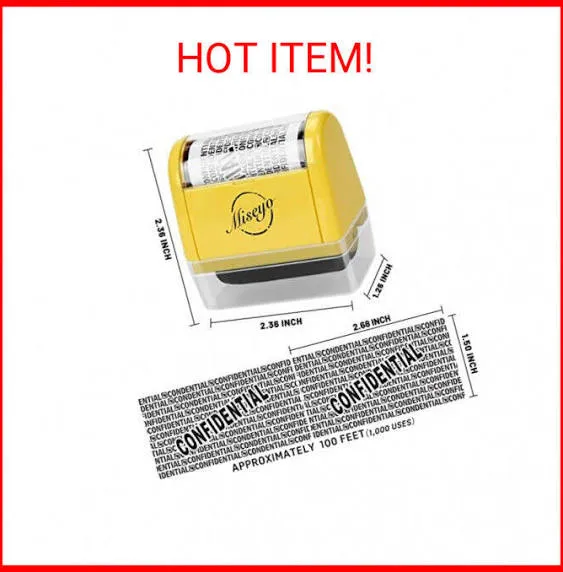 Miseyo Wide Roller Stamp Identity Theft Stamp 1.5 Inch Perfect for Privacy Prote