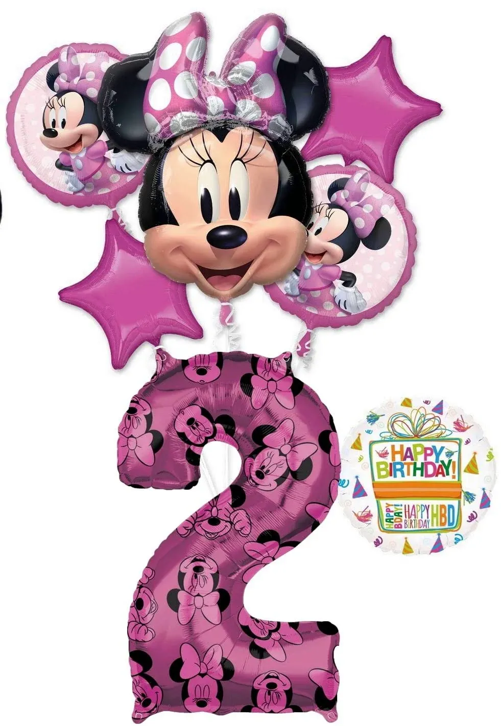 Minnie Mouse Party Supplies 2nd Birthday Happy Helper Balloon Bouquet Decorations