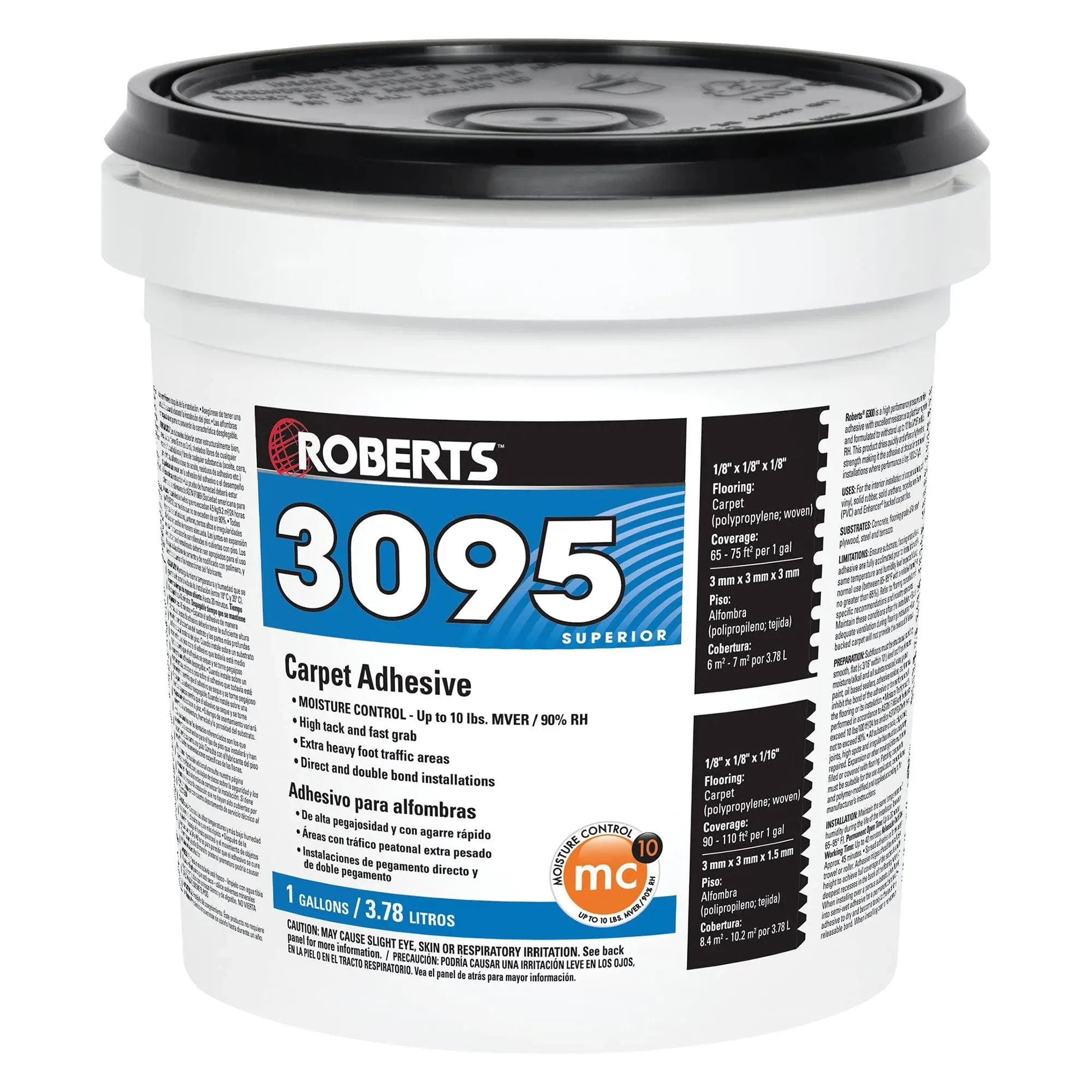 ROBERTS 3095-1 Floor Adhesive, 3095 Series, Beige, 1 gal, Pail