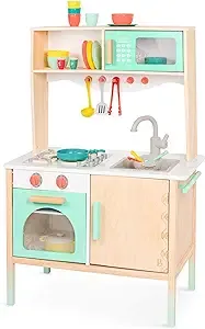 B. toys- Mini Chef Kitchenette- Pretend Play Wooden Play Kitchen – Kitchen for Kids – Kitchen Play Set & Accessories – (20+ Pcs)- 3 Years +