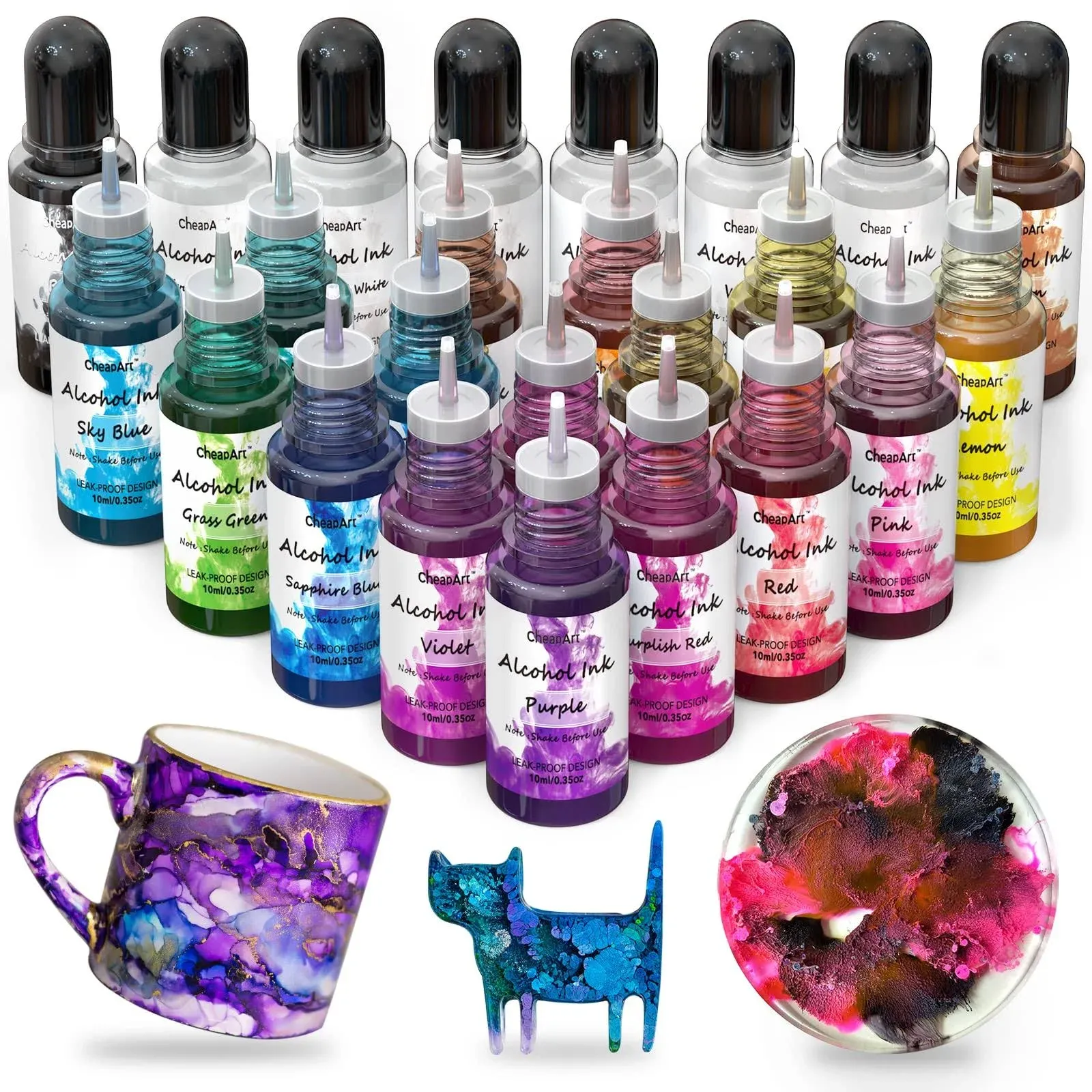 Alcohol Ink for Epoxy Resin - 24 Bottles Alcohol-Based Ink Set Vibrant