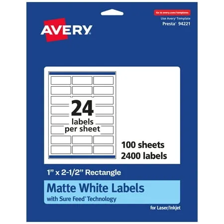 Avery Matte White Rectangle Labels 94221-WMP