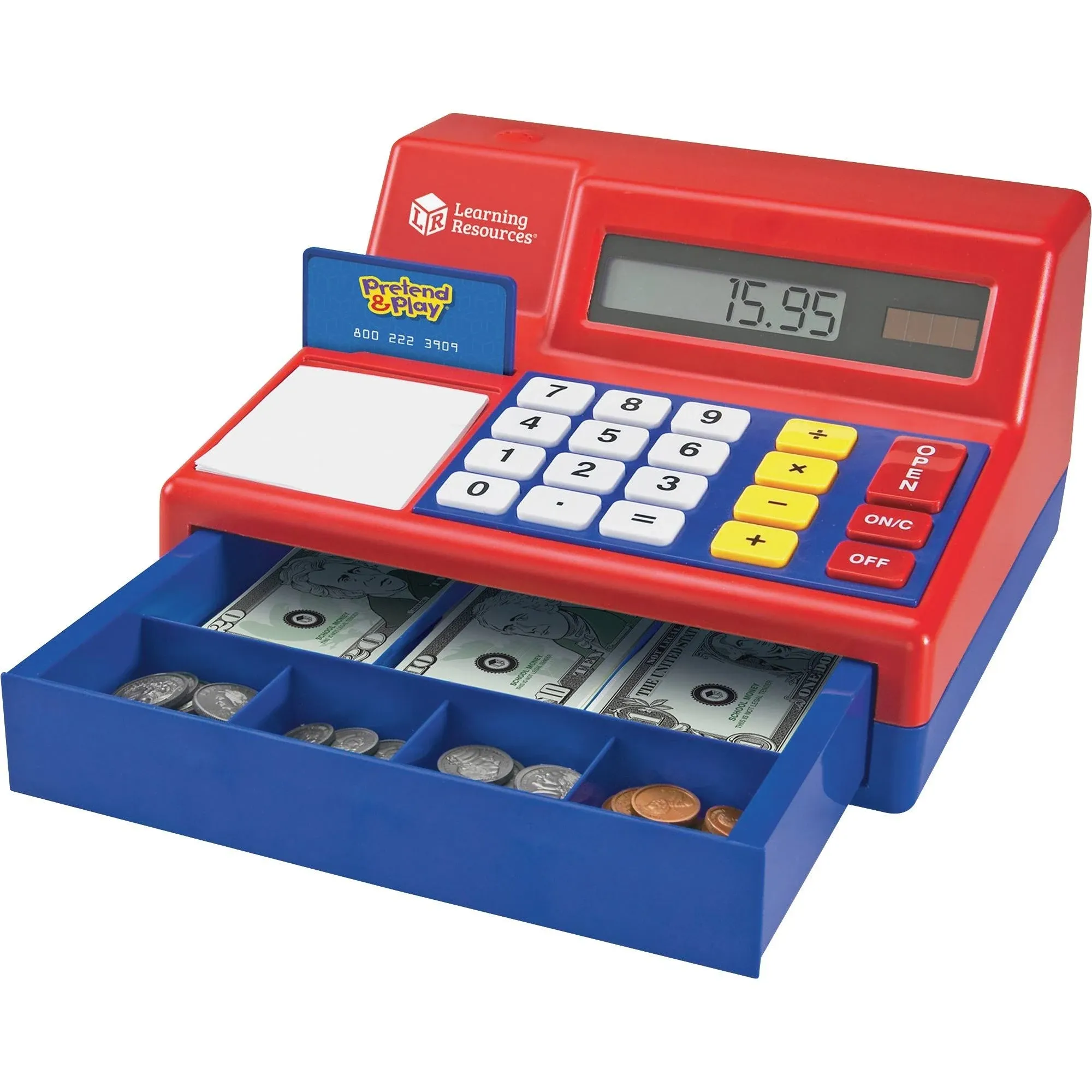 Learning Resources Pretend and Play Calculator Cash Register - 73 Pieces, Educational Learning Preschool Toy for Girls and Boys Ages 3 4 5