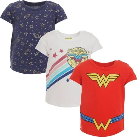 DC Comics Justice League Wonder Woman 3 Pack T-Shirts Toddler to Big Kid