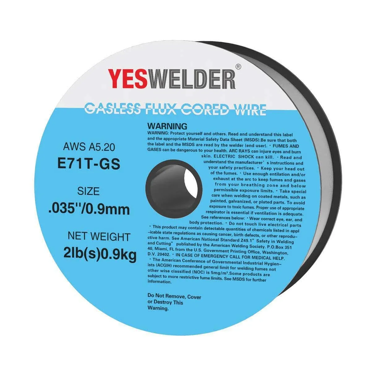 YesWelder Gasless Flux Core MIG Wire, Mild Steel E71TGS.035-Diameter, 2-Pound Spool