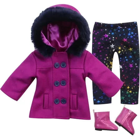 Sophia's Kids 3 Piece Peacoat, Leggings and Boots Set