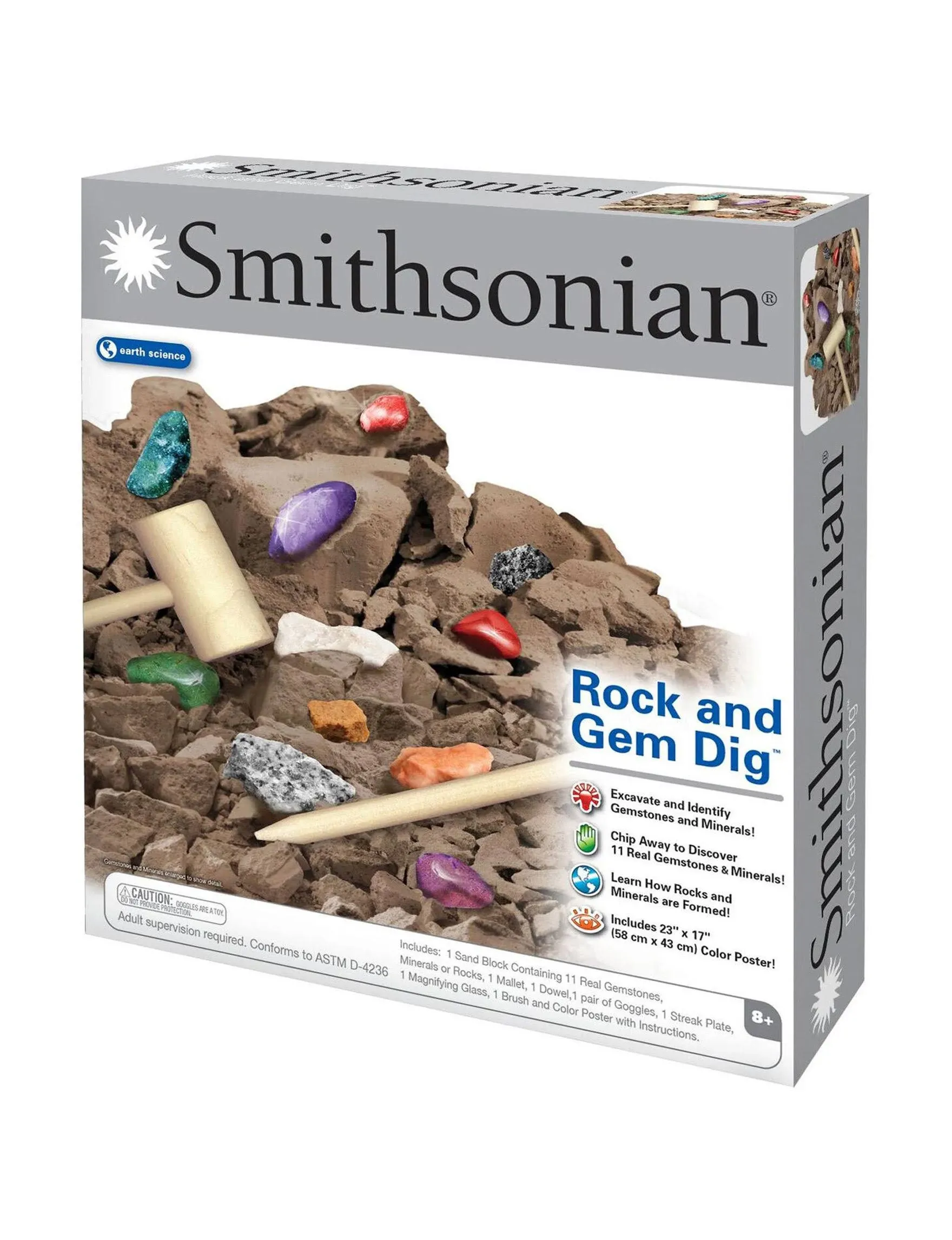 SMITHSONIAN ROCK AND GEM DIG, FACTORY SEALED AGES 8+