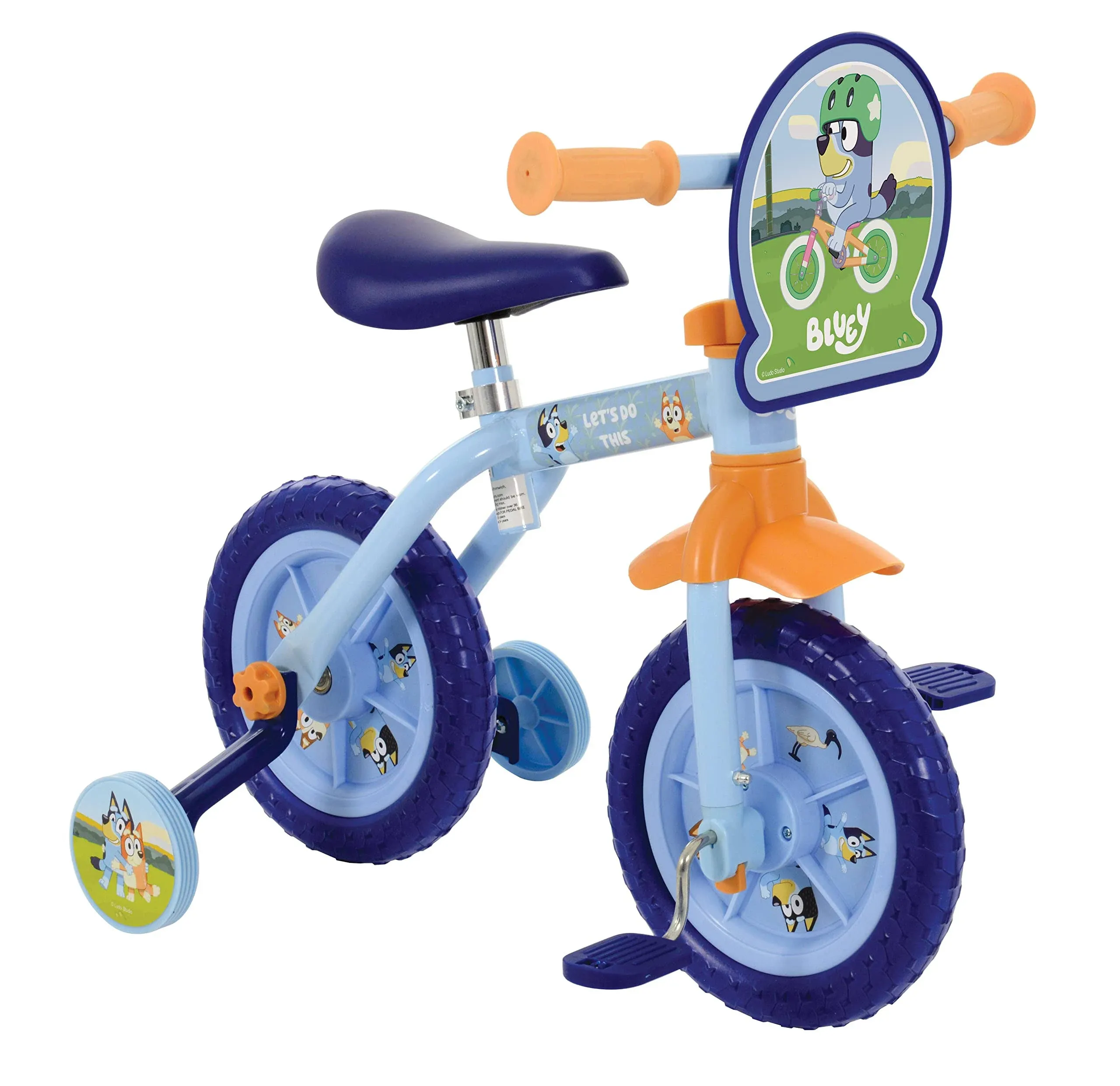 Bluey Training Bike 2 in 1 10&#034; Bicycle Stabilisers Kids Pedal Balance