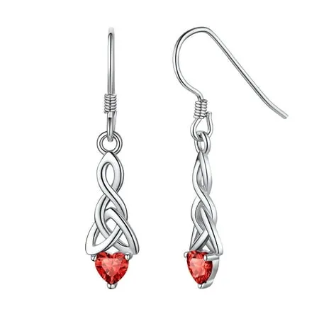 ChicSilver Sterling Silver Dangle Drop Earrings Heart Celtic Knot Earrings Birthstone Jewelry -July