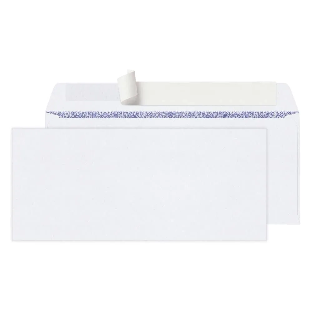 Office Depot Security Envelopes 4-1/8" x 9-1/2" Clean Seal White (Box of 100)