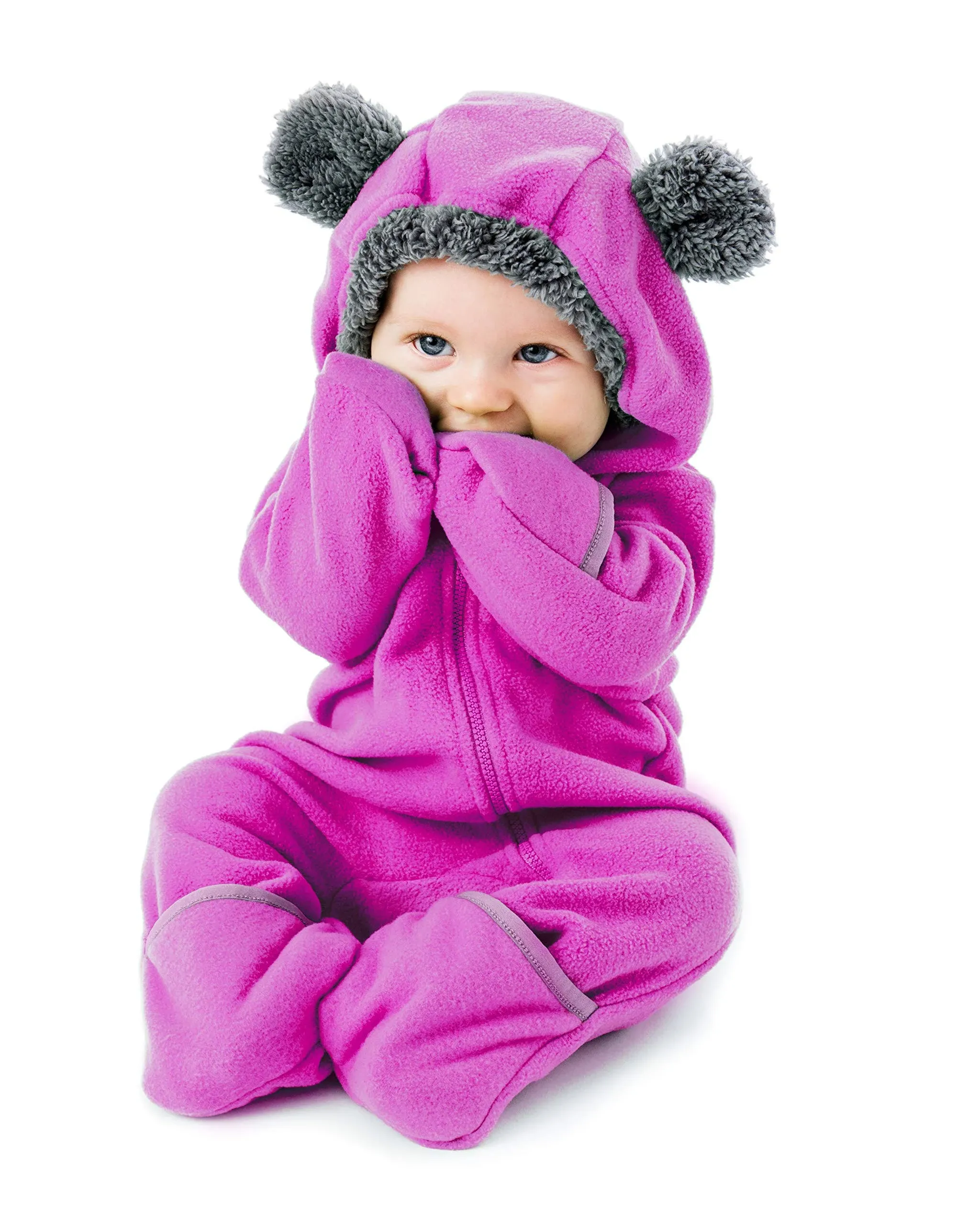 Cuddle Club Fleece Baby Bunting Bodysuit - Infant One Piece Kids Hooded Romper Outerwear Toddler Jacket