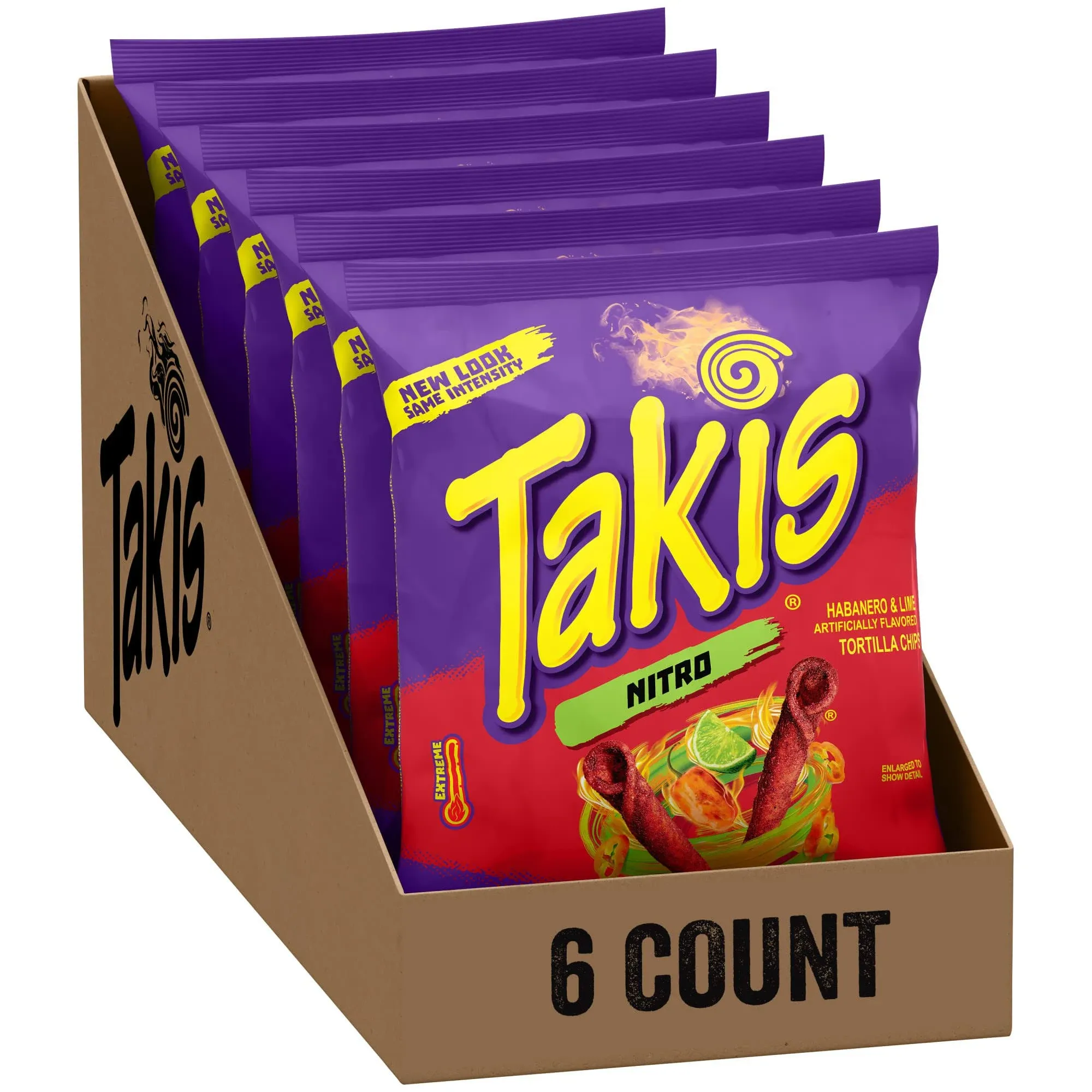 Takis Crisps Fuego Potato Crisps, Hot Chili Pepper and Lime Artificially Flavored, 5.5 Ounce Canister