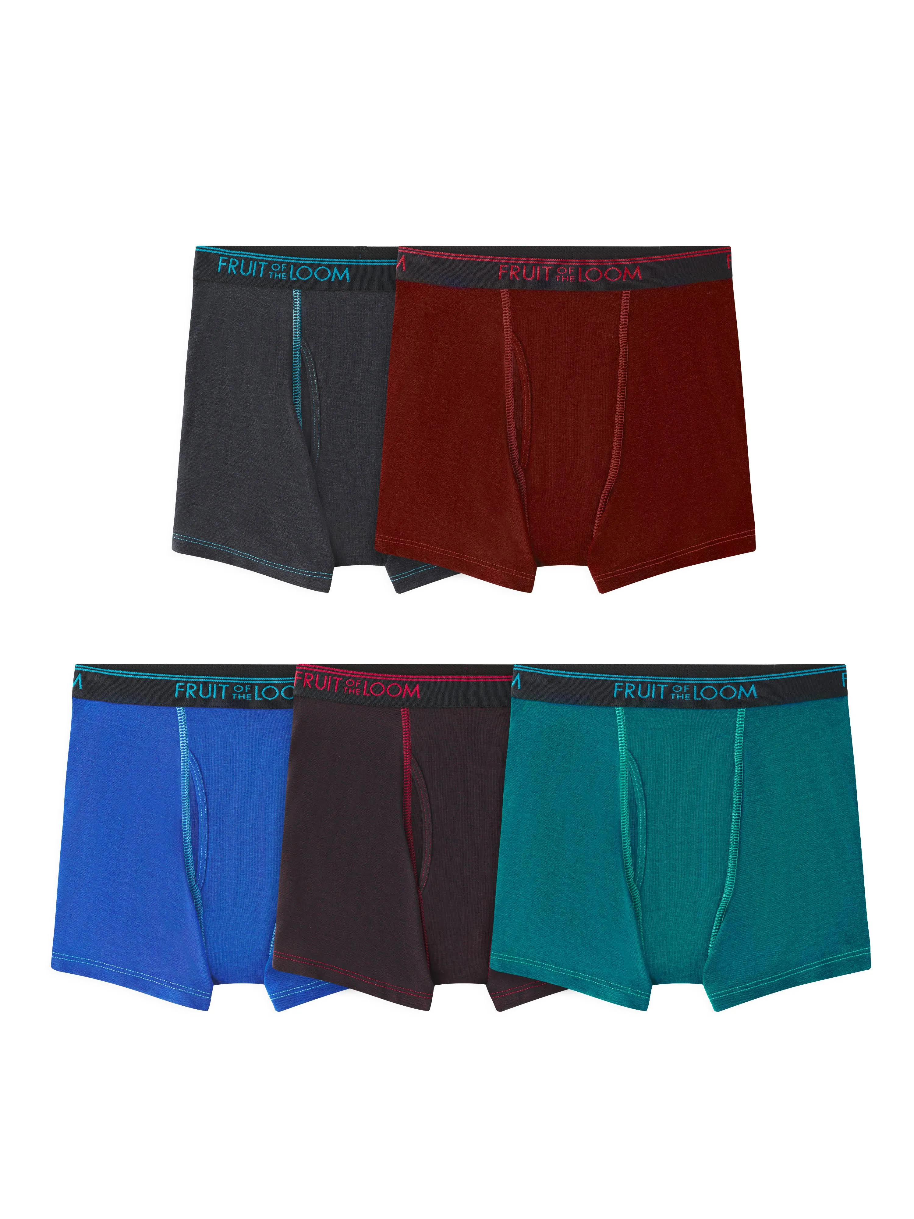 Fruit of The Loom Boys' True Comfort 360 Stretch Boxer Briefs, Assorted 5 Pack