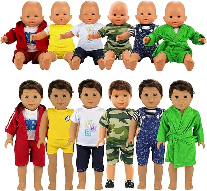 Barwa Boy Doll Clothes 6 Sets Boy Doll Clothes Daily Casual Clothes Outfits Compatible for 14 to 16 inch Baby Doll and 18 inch Boy Dolls