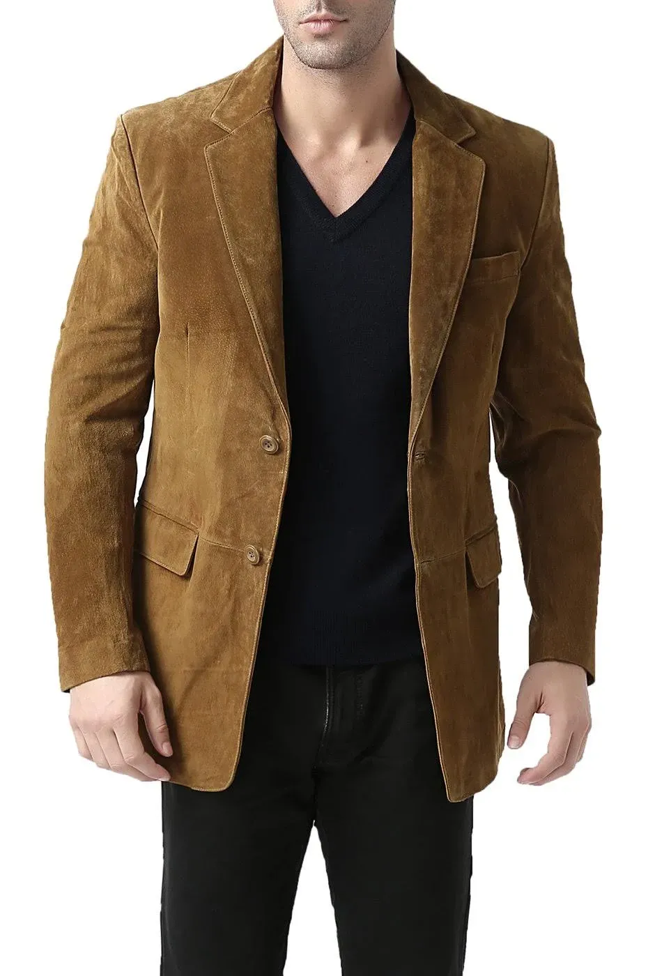 BGSD Men's Cliff Classic Two-Button Suede Leather Blazer