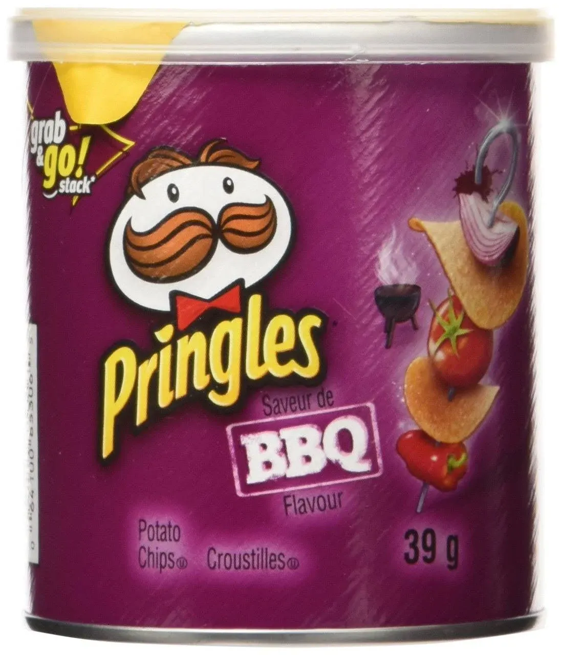 Pringles BBQ Potato Chips 39g/1.4oz, Cans, 12pk, {Imported from Canada}